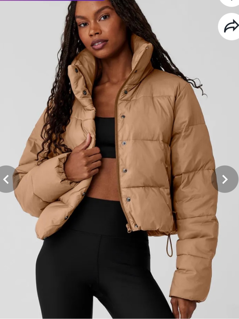 ALO Yoga Gold Rush Puffer Coat Winter Jacket Toasted Almond Tan XS!